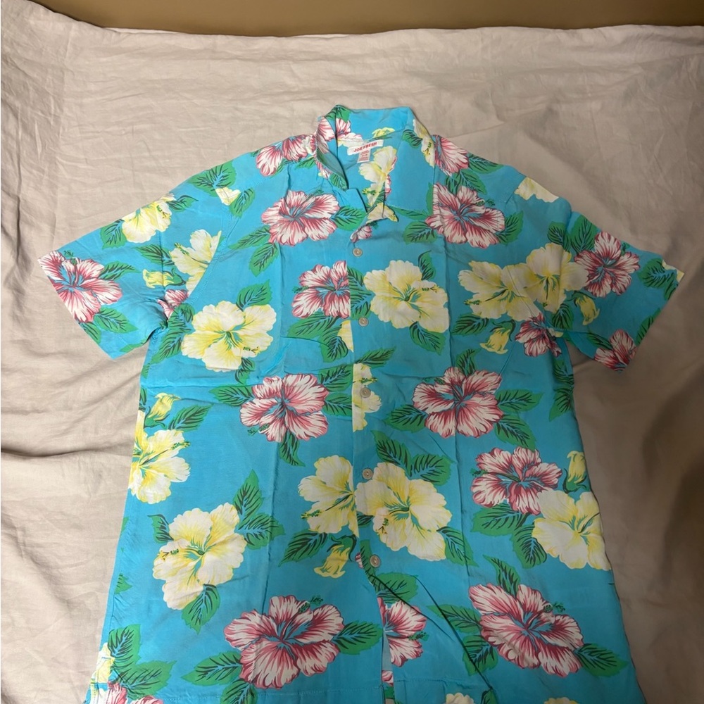 Joe Fresh Tropical Floral Shirt - Blue, Yellow, Pink